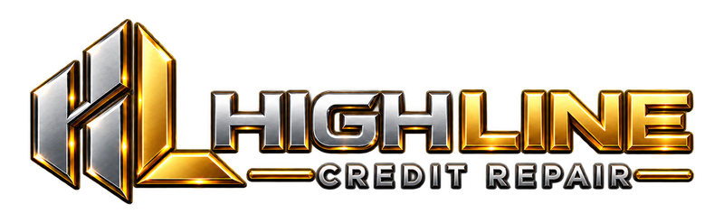 High Line Credit Repair approved metallic silver and gold full horizontal logo